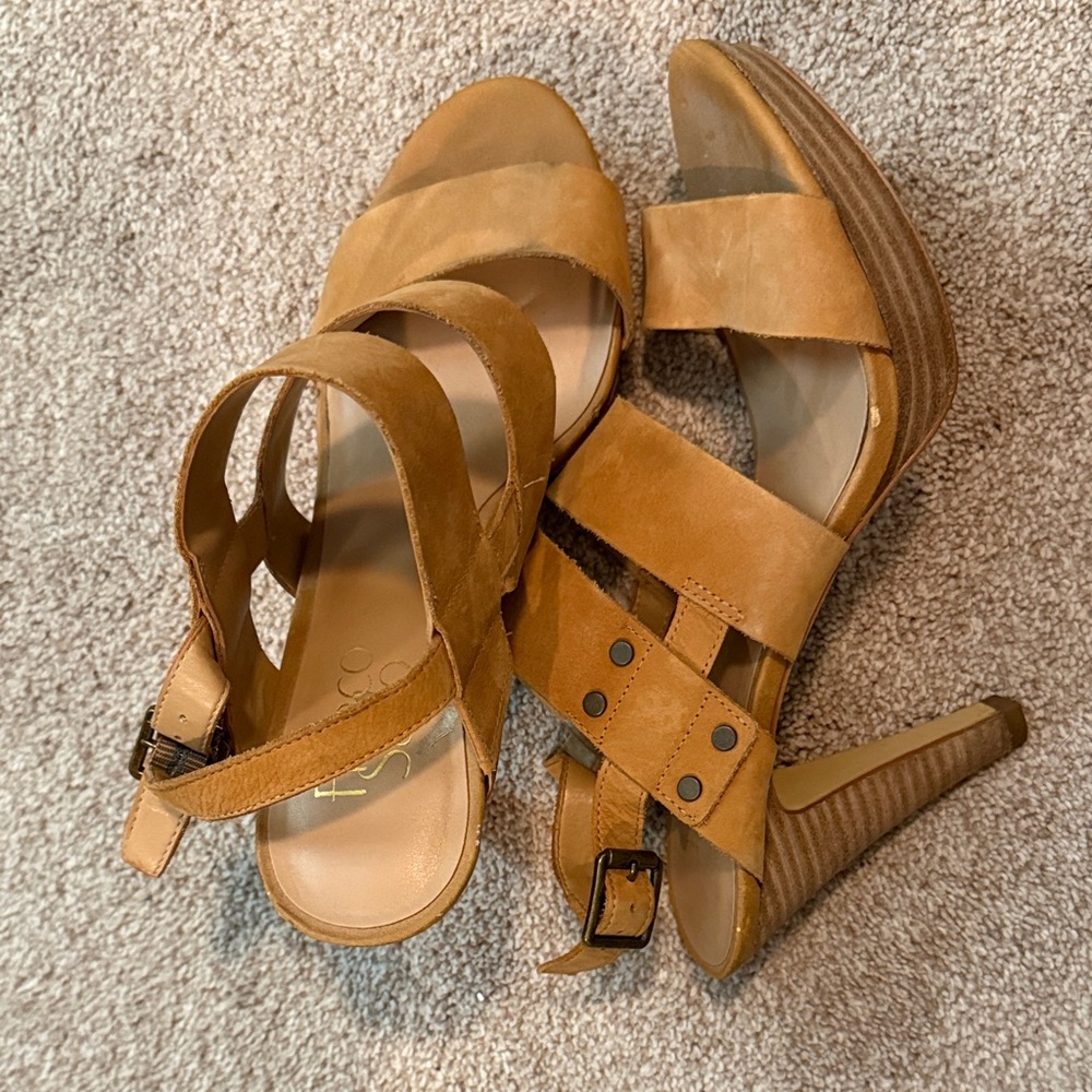 Franco Sarto Tan Strappy Heels